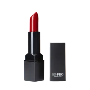 Professional makeup satin lipstick by EP-PRO COSMETICS. red cherry colour pigmented